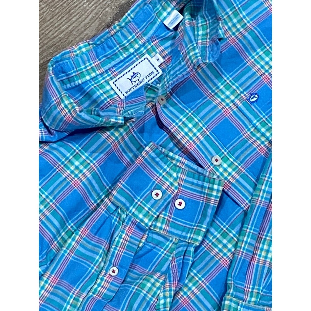 Southern Tide Mens Classic Fit Plaid Button Down Shirt Blue‎ Green Pink Size M